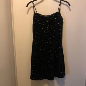 Black Velvet Dress with Gold Stars